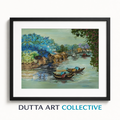 Boats on the River — Framed Fine Art Paper Print