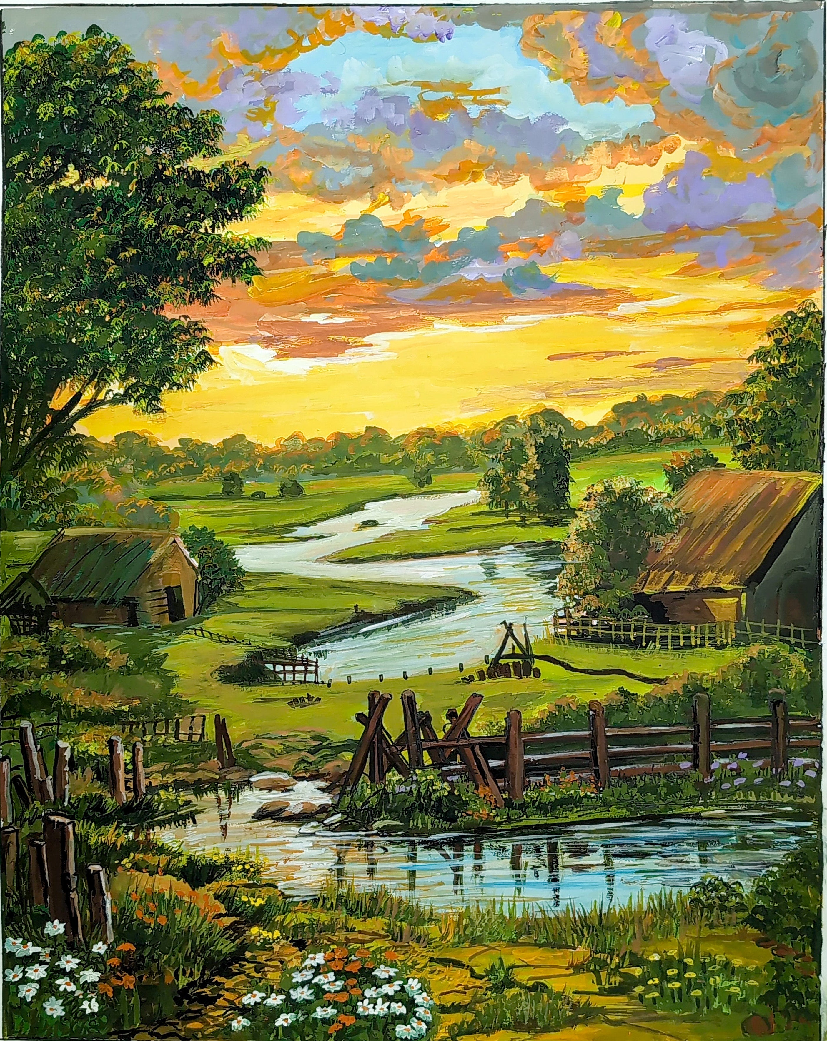 Evening Twilight fine art paper print – twilight landscape artwork by Ratna Dutta