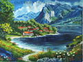 Village By The Mountain — Fine Art Paper Print
