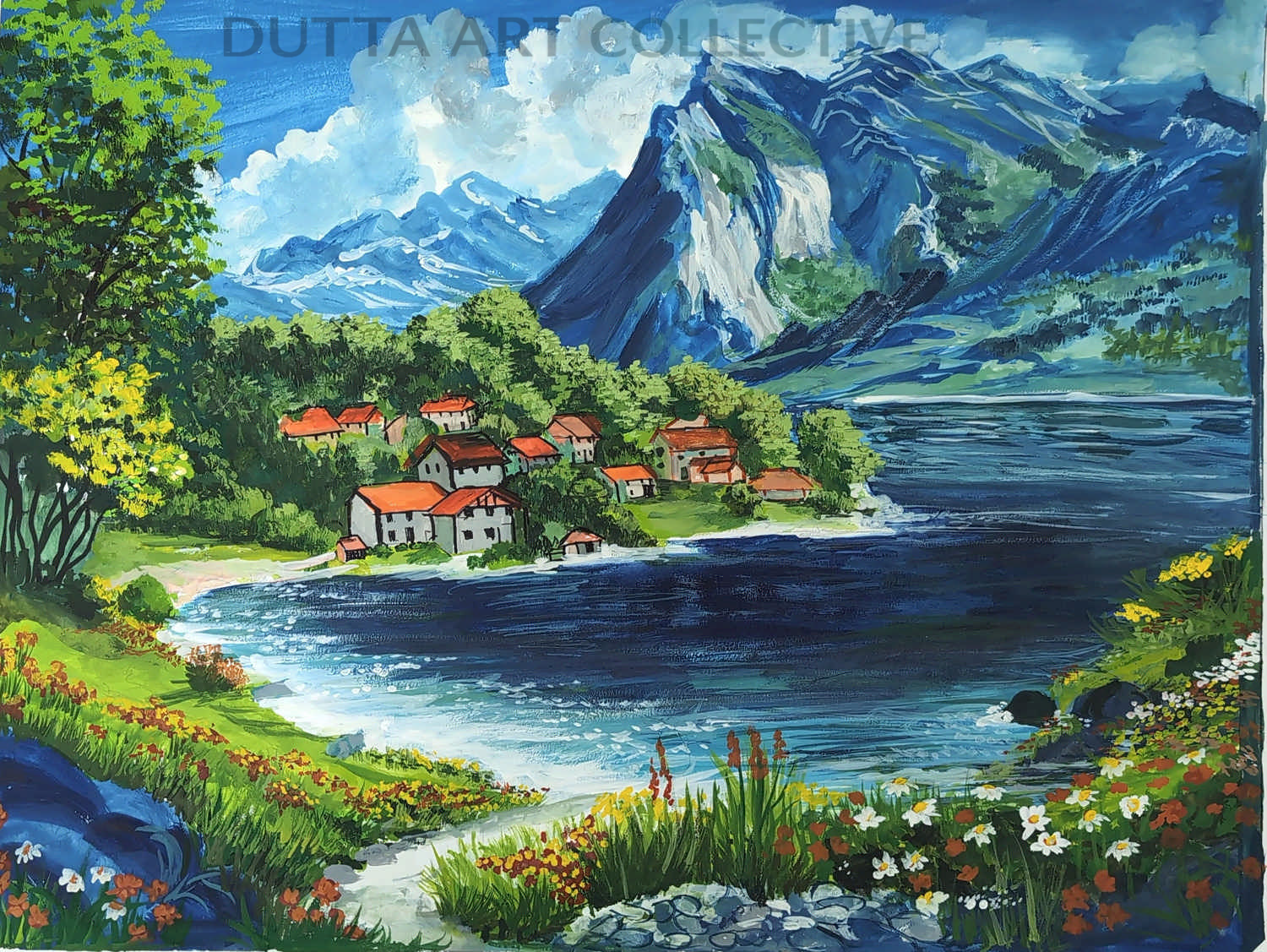 Village By The Mountain — Fine Art Paper Print
