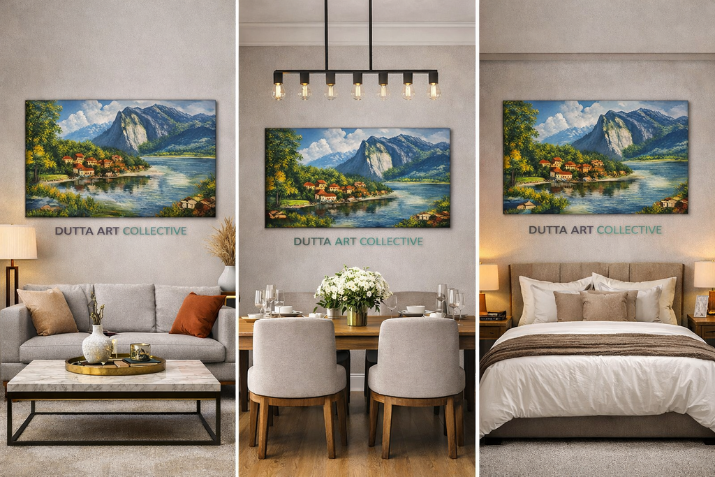 Village By The Mountain — Canvas Print